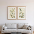 Set Of Two Golden Green Branches Gold Framed Wall Art