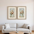 Set Of Two Country Arrangement Distressed Gold Framed Wall Art