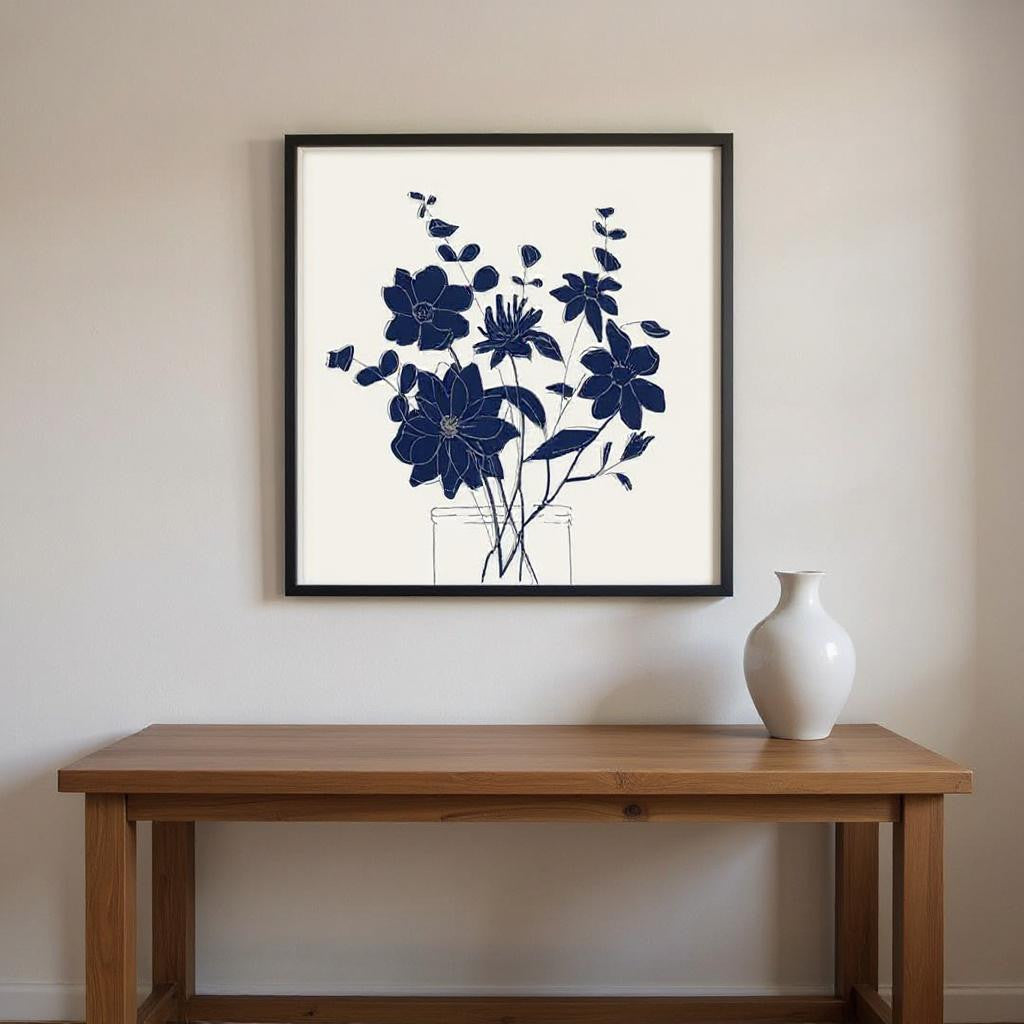 Set Of Two Indigo Sketch Brown Framed Wall Art