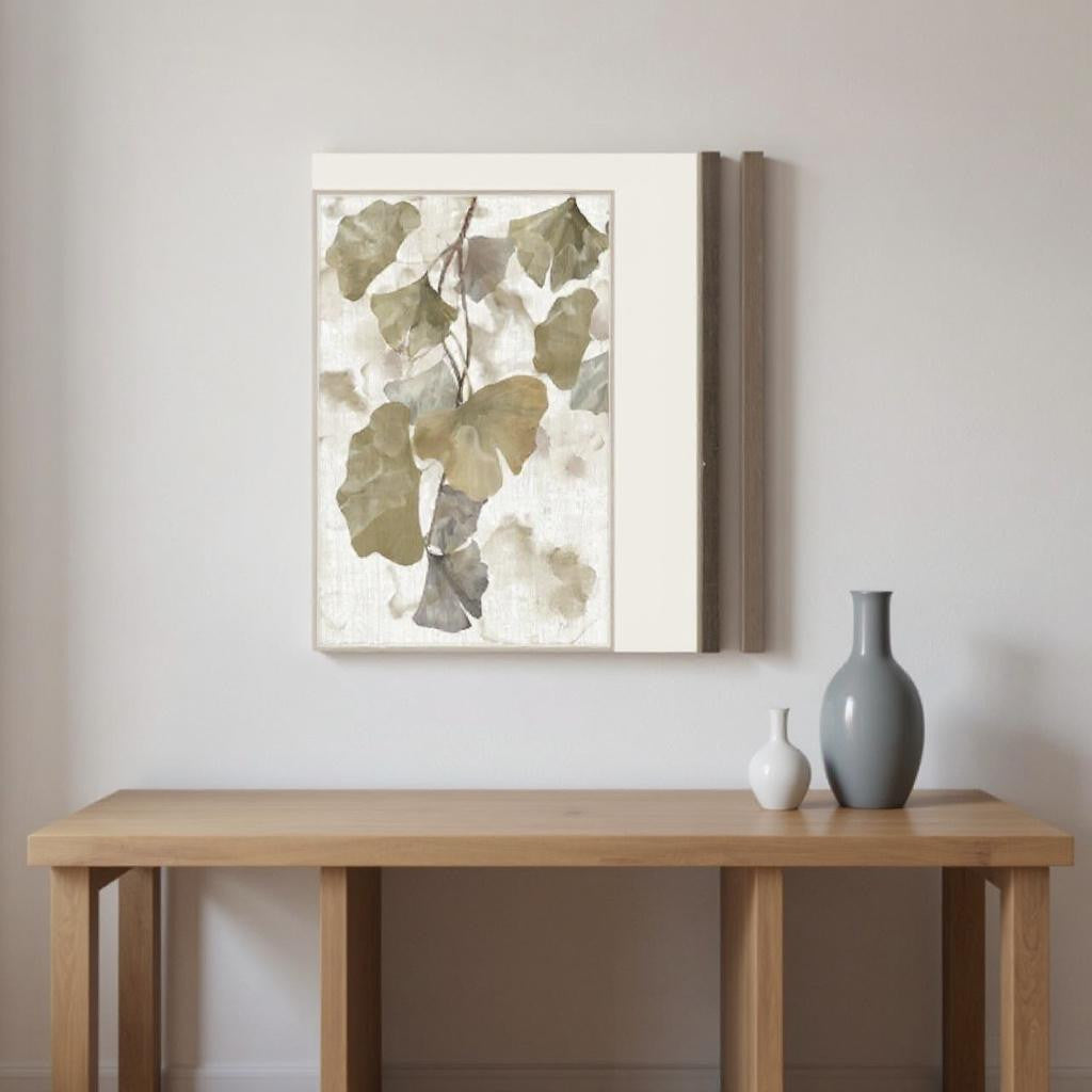 Set Of Two Gingko Accent Silver Framed Wall Art