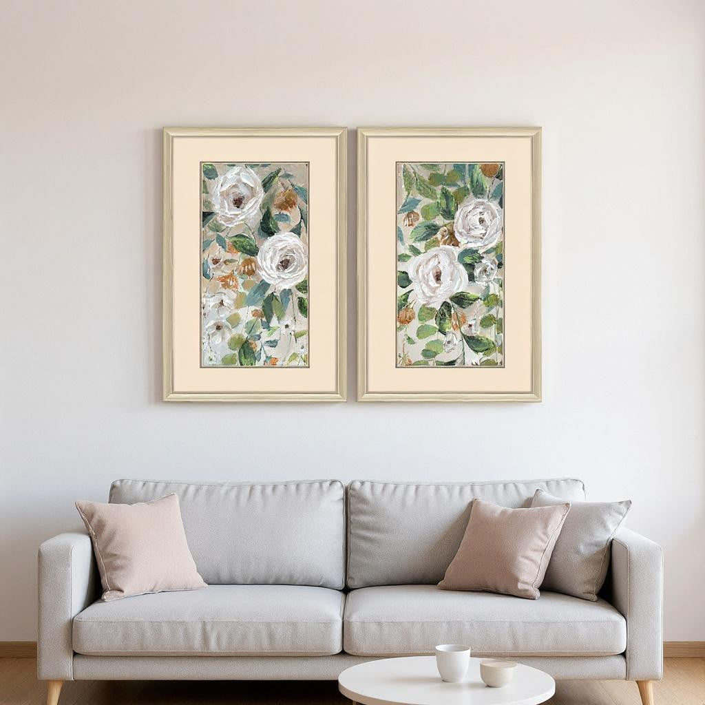 Set Of Two Cascading Beauties Gold Framed Wall Art