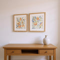 Set Of Two Bursting Wildflowers Brown Framed Wall Art