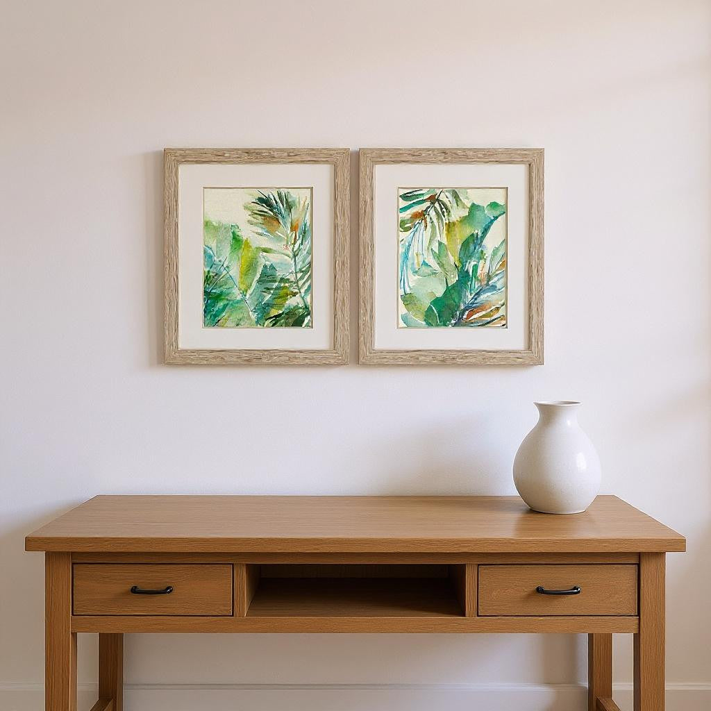 Set Of Two Paradise Memory Brown Framed Wall Art