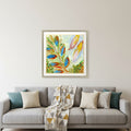 Vibrant Green And Yellow Modern Floral Giclee Silver Framed Wall Art