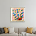 Vibrant Pink And Blue Modern Floral Giclee Silver Framed Wall Art
