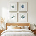 Set Of Four Leaf Plant Drawings Gold Framed Wall Art
