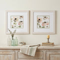 Set Of Two Soft Spring Pop Distressed White Framed Wall Art