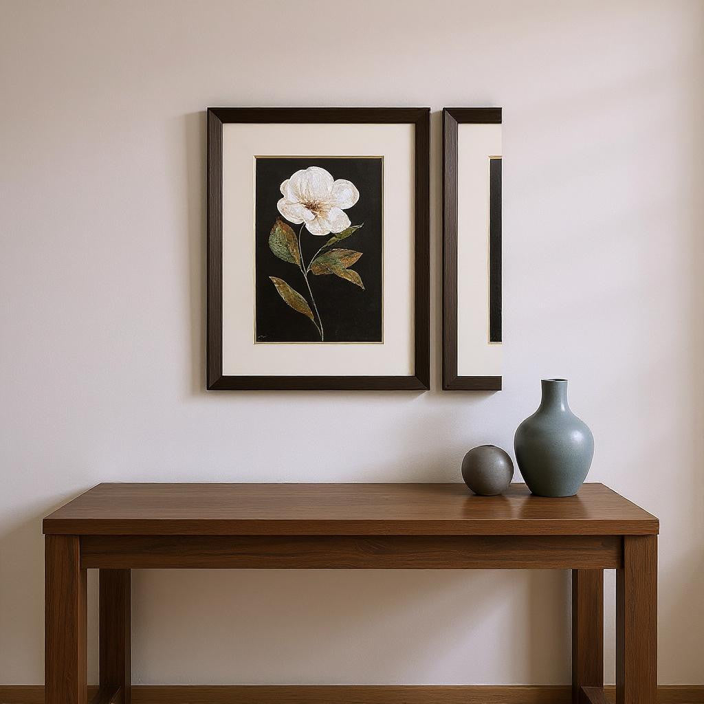 Set Of Two Botanical on Black Brown Framed Wall Art