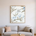 Set Of Two Blue Flower Beauty Brown Framed Wall Art