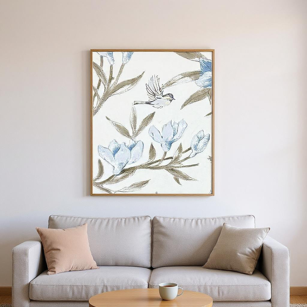 Set Of Two Blue Flower Beauty Brown Framed Wall Art