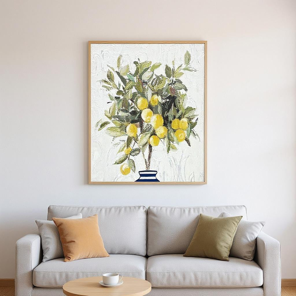 Set Of Two Lemon Tree Pot Brown Framed Wall Art