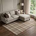 9 X 12 Chocolate And Ivory Plaid Washable Area Rug With UV Protection