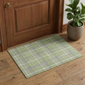 3 X 5 Green And Gray Plaid Washable Area Rug With UV Protection