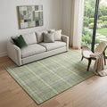 5 X 8 Green And Gray Plaid Washable Area Rug With UV Protection