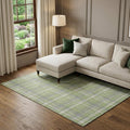 8 X 10 Green And Gray Plaid Washable Area Rug With UV Protection