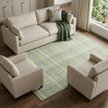 9 X 12 Green And Gray Plaid Washable Area Rug With UV Protection