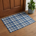 3 X 5 Navy Blue And Ivory Plaid Washable Area Rug With UV Protection