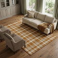 10 X 14 Rust And Ivory Plaid Washable Area Rug With UV Protection