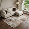 10 X 14 Beige And Ivory Patchwork Distressed Washable Area Rug With UV Protection