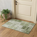 3 X 5 Green And Ivory Patchwork Distressed Washable Area Rug With UV Protection