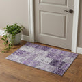 3 X 5 Purple And Ivory Patchwork Distressed Washable Area Rug With UV Protection
