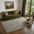 5 X 8 Chocolate And Gray Medallion Distressed Washable Area Rug With UV Protection