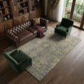 9 X 12 Chocolate And Gray Medallion Distressed Washable Area Rug With UV Protection