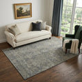 5 X 8 Coffee And Gray Medallion Distressed Washable Area Rug With UV Protection