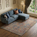 8 X 10 Red And Blue Medallion Distressed Washable Area Rug With UV Protection