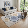 5 X 8 Beige Blue And Ivory Faux Bois Washable Area Rug With UV Protection