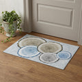 3 X 5 Blue Brown And Ivory Faux Bois Washable Area Rug With UV Protection