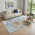 5 X 8 Blue Brown And Ivory Faux Bois Washable Area Rug With UV Protection