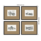 Vintage Europe 4 Piece Framed Wall Art Print Set by Teju Reval Brown Mat