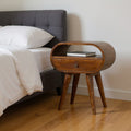 21 Brown Solid Wood Oval One Drawer Nightstand