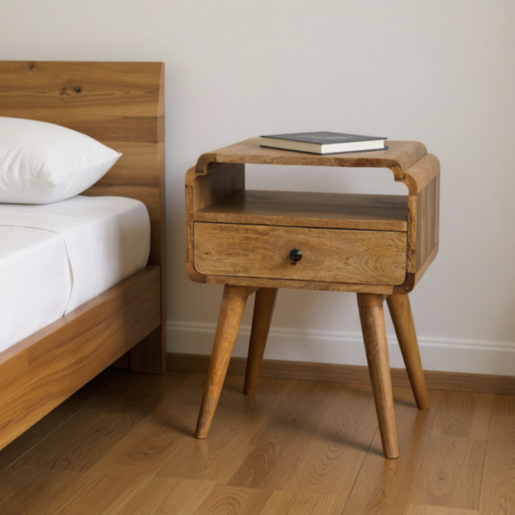 22 Light Brown Solid Wood One Drawer Nightstand