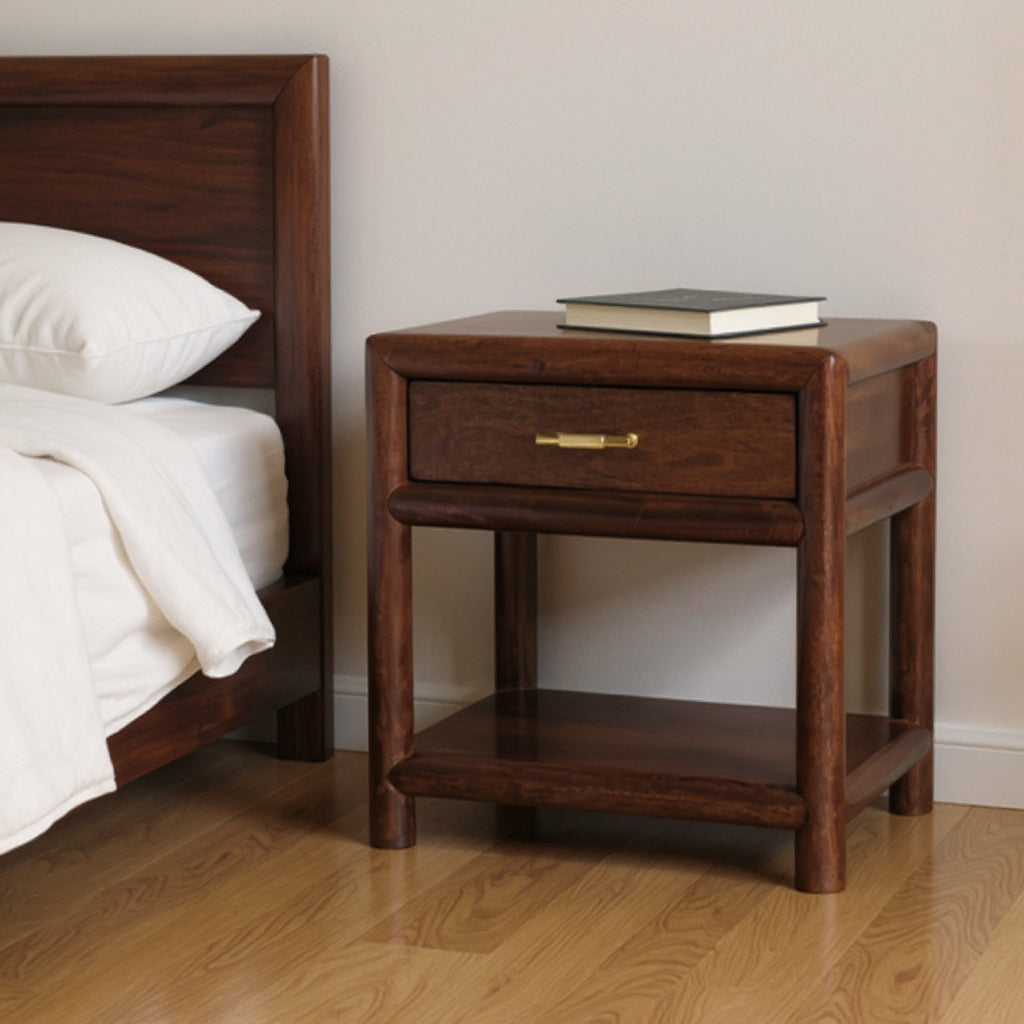 20 Chestnut Solid Wood Square One Drawer Nightstand