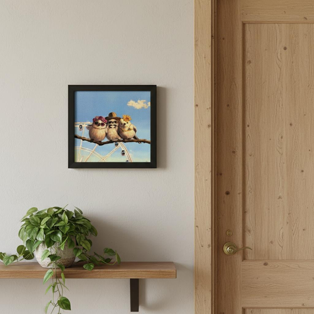 Bird Trio Black Framed Wall Art
