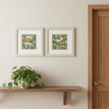 Set Of Two Jungle Hangout Distressed White Framed Wall Art