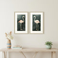Set Of Two Forest Flamingo Gold Framed Wall Art