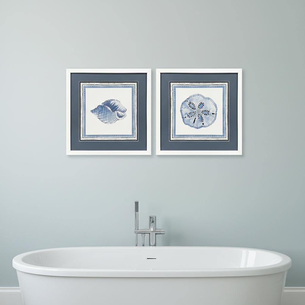 Set Of Two Seaside Blues I White Framed Wall Art
