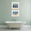Set Of Two Day of Fishing Distressed White Framed Wall Art