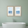 Set Of Two Beach Landscape Distressed White Framed Wall Art