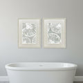 Set Of Two Nautilus Shell Distressed White Framed Wall Art