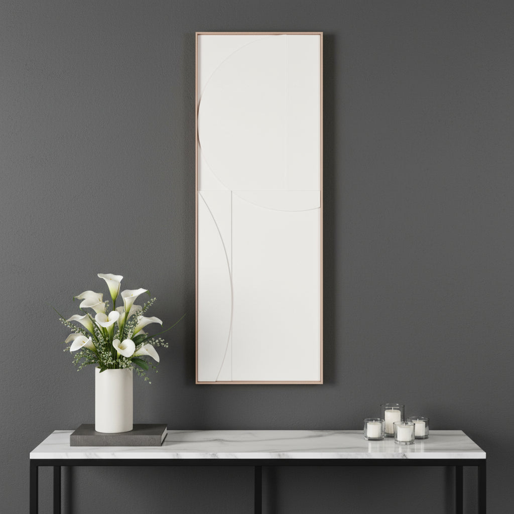 White Minimalist Geo Brown Shadowbox Wall Art