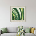 Modern Abstract Green Curvy Leaves Silver Framed Wall Art