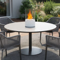 7 White And Clear Stainless Steel And Glass Bioethanol Portable Tabletop Firepit