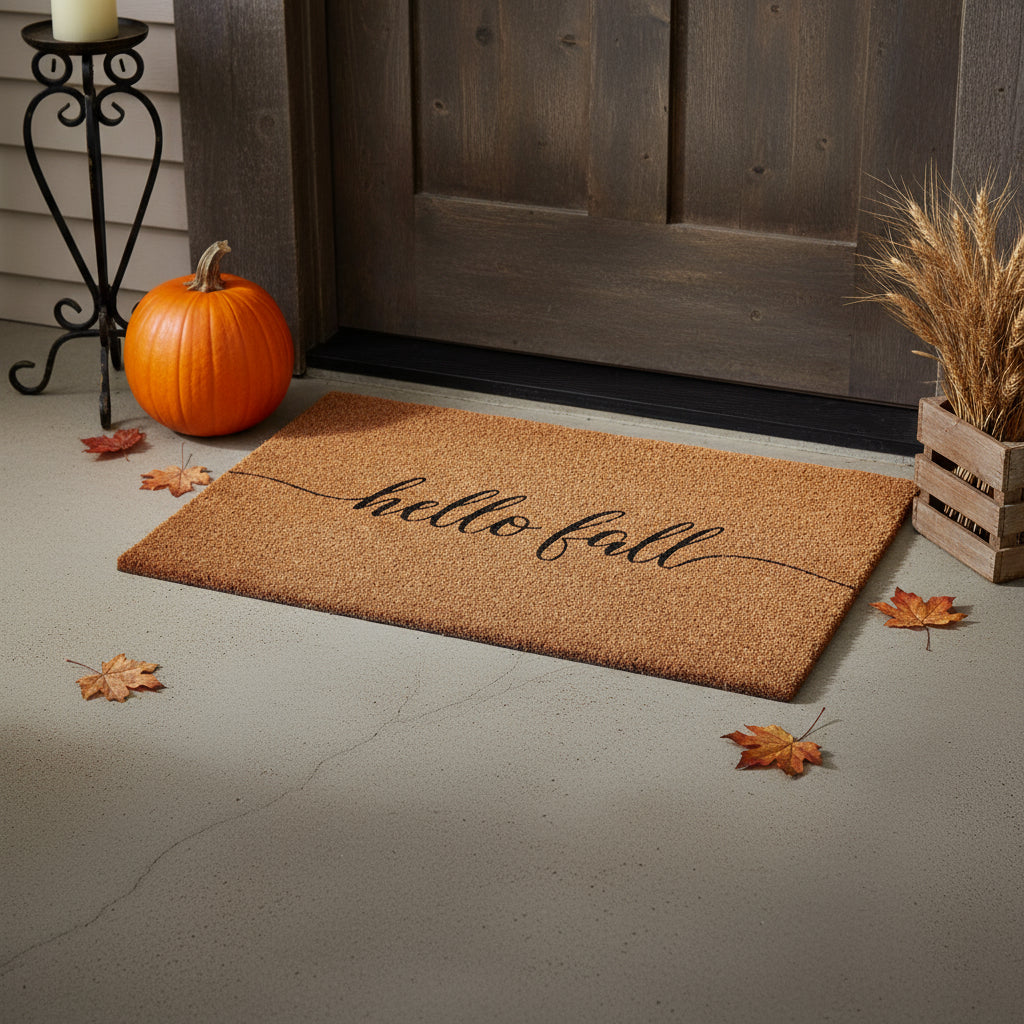 17 X 29 Brown And Natural Fall Hello Fall Outdoor Coir Door Mat