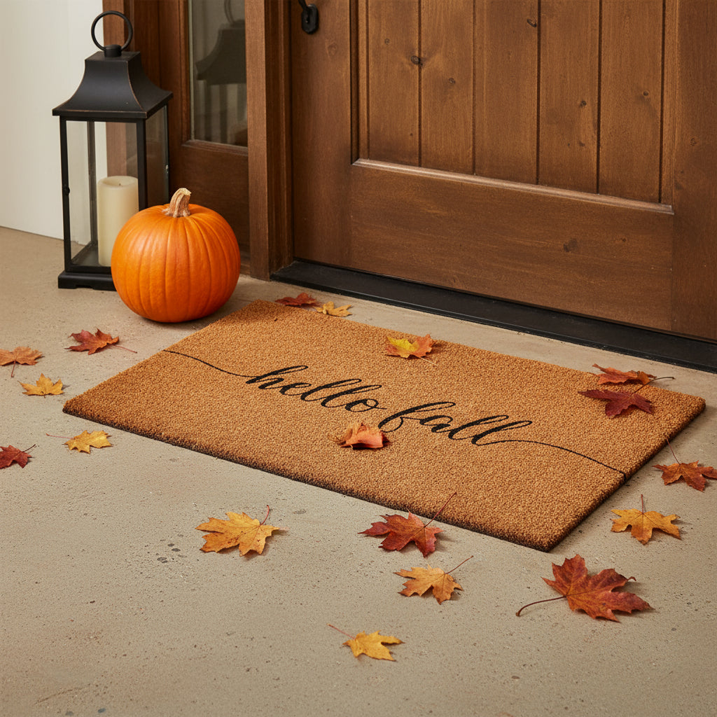 24 X 36 Brown And Natural Fall Hello Fall Outdoor Coir Door Mat