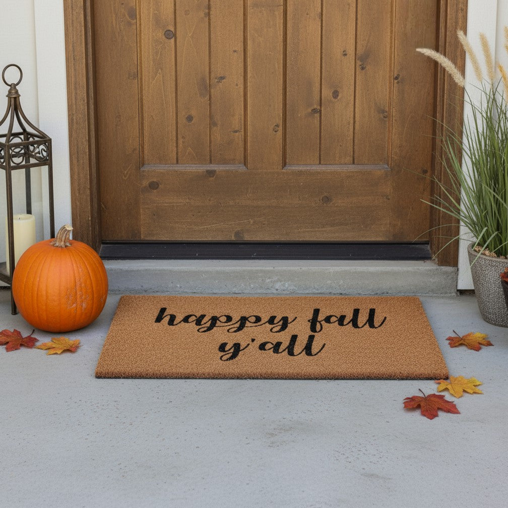 17 X 29 Brown And Natural Fall Happy Fall Yall Outdoor Coir Door Mat