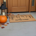17 X 29 Brown And Natural Floral Welcome Outdoor Coir Door Mat